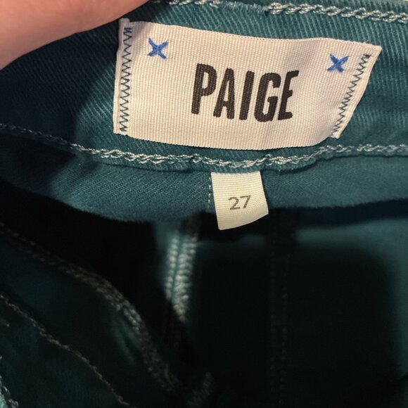 Paige Womens Solid Teal Blue Genevieve High Rise Flare Jeans Denim 27 - Picture 4 of 6